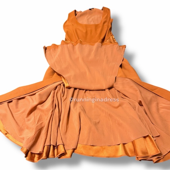 Burberry Prorsum 2016 Runway Burnt Orange Silk Sateen Midi Dress Size 42 U.S. 8 - Picture 13 of 13